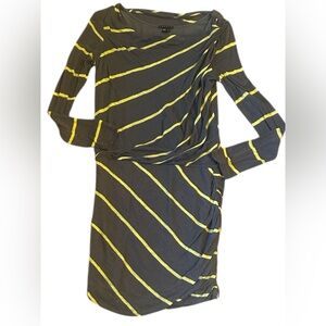 Theory Gray and Yellow Stripes Longsleeve Dress Size Small